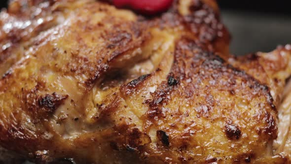 Macro Shot Of Freshly Roasted Whole Chicken.