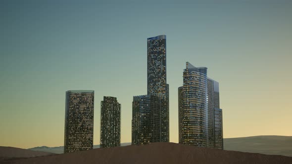 City Skyscrapers at Night in Desert alt