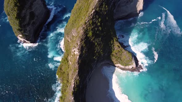 Bali, Indonesia, Aerial View of Kelingking Beach (Manta Bay) in Nusa Penida Island at Sunset