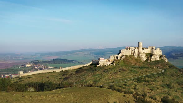 Aerial view of Spissky Castle in Spisske Podhradie, Slovakia