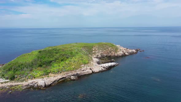 Aerial view to a island in sea