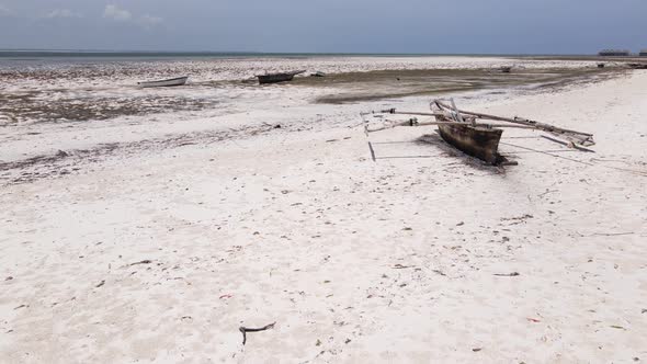 Aerial View of Low Tide in the Ocean Near the Coast of Zanzibar Tanzania