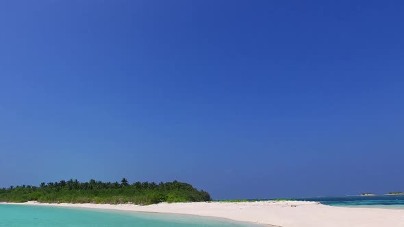 Sunny sky of lagoon beach by clear ocean and sand background near surf
