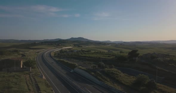 Top view over the highway, expressway and motorway