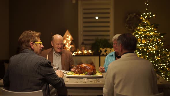 Senior Friends at Christmas Dinner