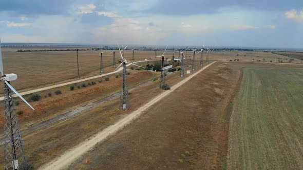 Aerial View of Wind Turbines