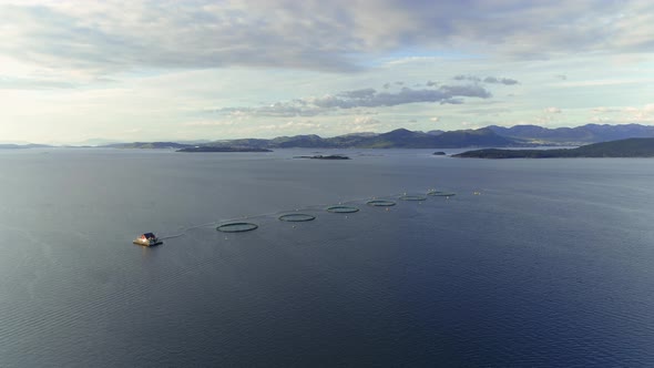 Drone Flying Over A Mariculture In Norway, Drone Stock Footage By Drone Rune