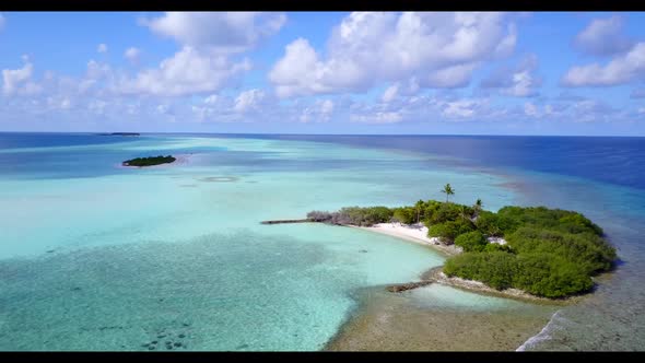Aerial drone nature of paradise resort beach time by blue water and white sandy background of journe