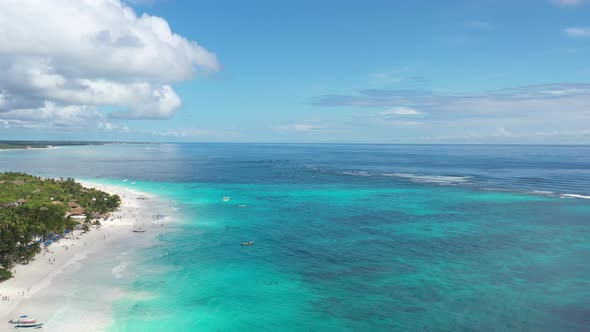 Aerial Panoramic View of a Tropical Beach in Tulum With Exclusive Tourist Resort