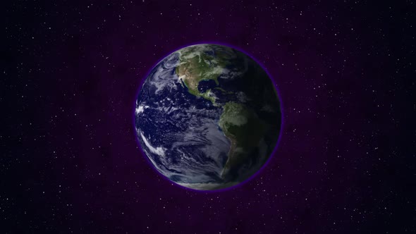 Planet Earth rotates on its axis in space