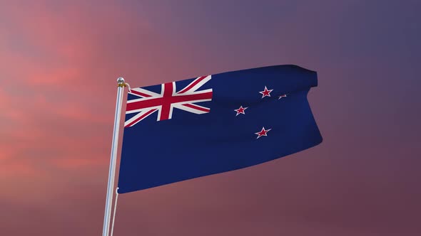Flag Of New Zealand Waving