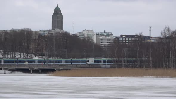 View Of The Frozen Toolo Bay In Helsinki Zoom Out