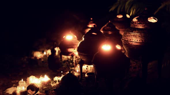 Golden Altar with Candles at Night