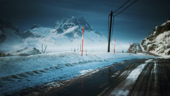 Winter Road on Lofoten Islands