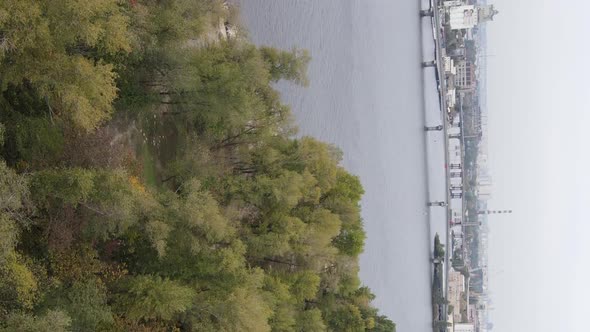 Vertical Video Aerial View of the Dnipro River  the Main River of Ukraine