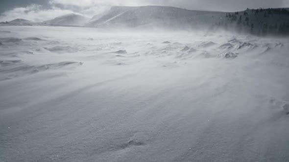 Snow Storm Mountains Strong Wind Winter Arctic Weather