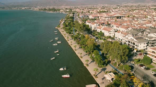 Aerial Drone Fethiye in Summer and Marina Taken with Drone