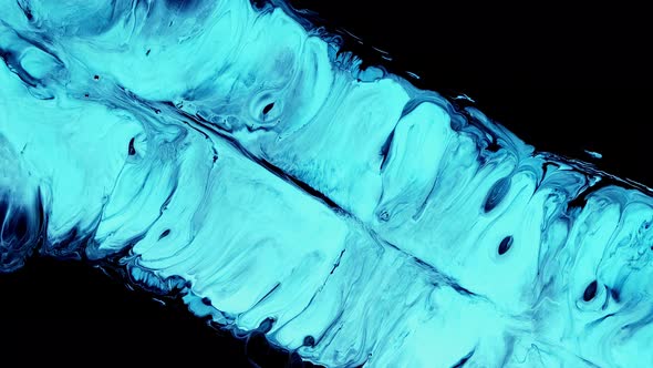 Fluid Art Drawing Video Abstract Blue Acrylic Texture with Colorful Waves