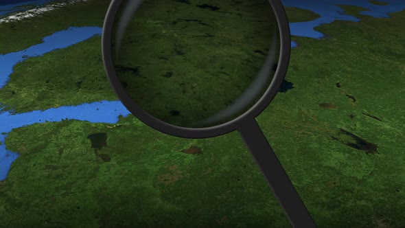 Magnifying Glass Finds Saint Petersburg City on the Map