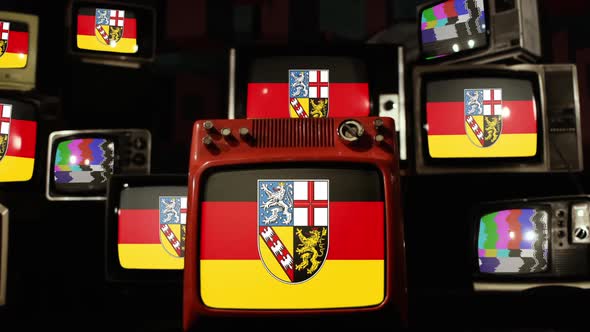 Flag of Saarland, Germany, On Retro TVs.