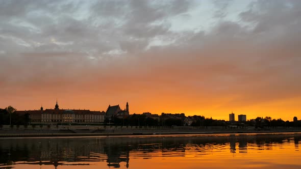 Sunset over the Old City in Warsaw