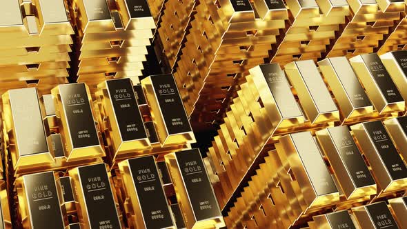 Storage of gold. Lots of gold bars.
