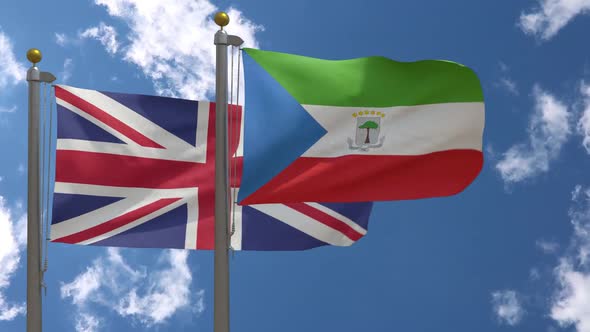 United Kingdom Flag Vs Equatorial Guinea Flag On Flagpole