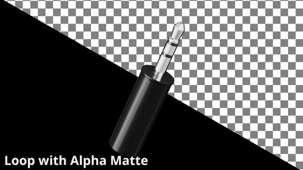 Floating 3.5mm Audio Jack on Black with Alpha Matte