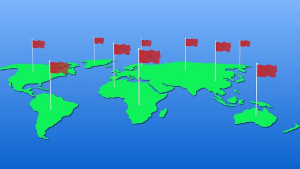 Flag Of Morocco Wavy Animated On Earth Map