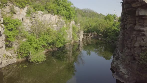 Aerial View To Granite Buky Canyon on the Hirskyi Takich River in Ukraine