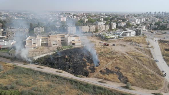 Field At Fire At Southern District Israel City, Netivot