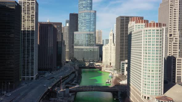 Chicago's Green River During St Patricks Day