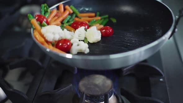 Closeup to the Camera a Colourful Wok Pan Full of