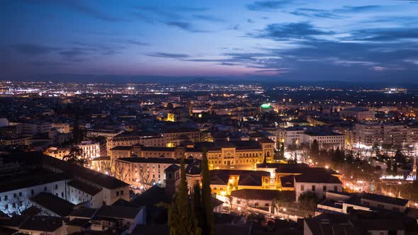 Timelapse of Granada at dusk