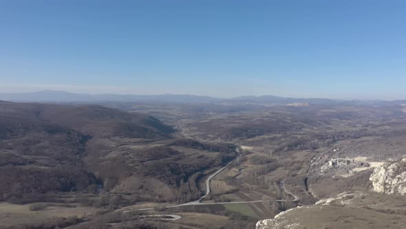 Late autumn landscape of Balkans and Serbia 4K drone video