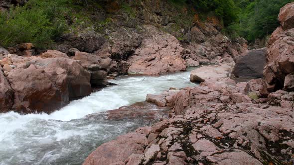 Mountain river in granite canyon