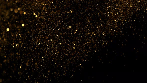 Golden Glitter Background in Super Slow Motion Shooted with High Speed Cinema Camera at 1000Fps