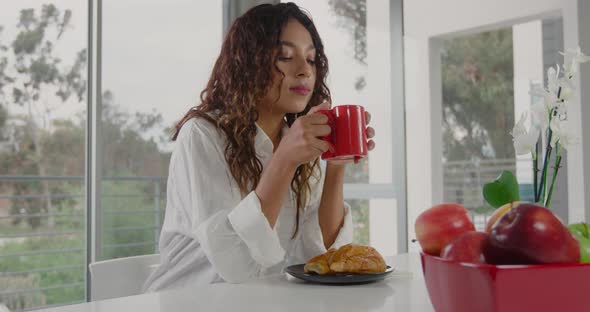 Woman Drinking Her Morning Coffee