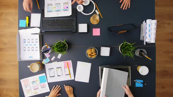 Business Team with Gadgets Working at Office Table