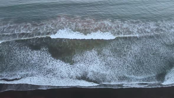 Waves of the pacific ocean, coast, Beach (La Serena, Chile) aerial view