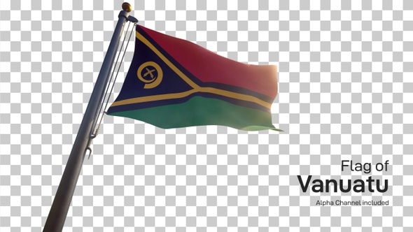 Vanuatu Flag on a Flagpole with Alpha-Channel