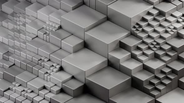 Cube wave background. Isometric view on white cubes. 3d render animation