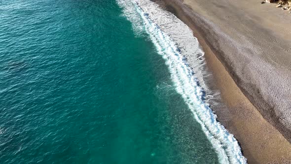 Azure beach on the Mediterranean Sea aerial view 4 K