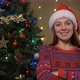 Portrait Of Young Woman with Santa Hat Happy - VideoHive Item for Sale