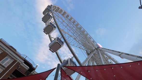 Low angle of a ferris wheel