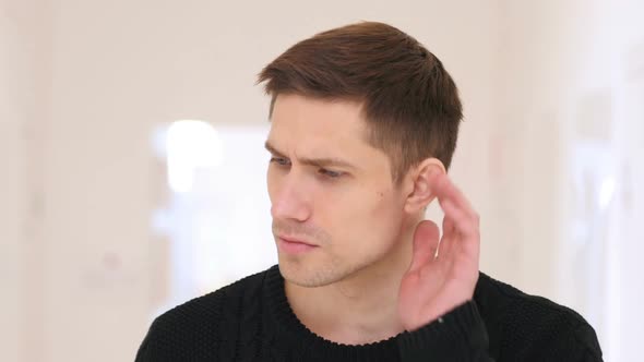 Portrait of Man Listening Voice with Care Office