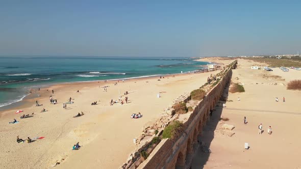 Old Roman Aqueduct in Caesarea Israel