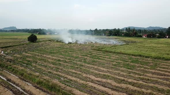 Fly towards open burning field at Malaysia