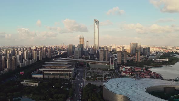 CBD buildings by Jinji Lake in Suzhou