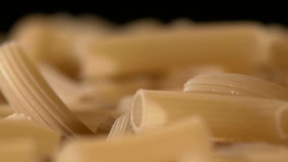 Type of Italian Pasta, Background, Black, Rotation, Close Up